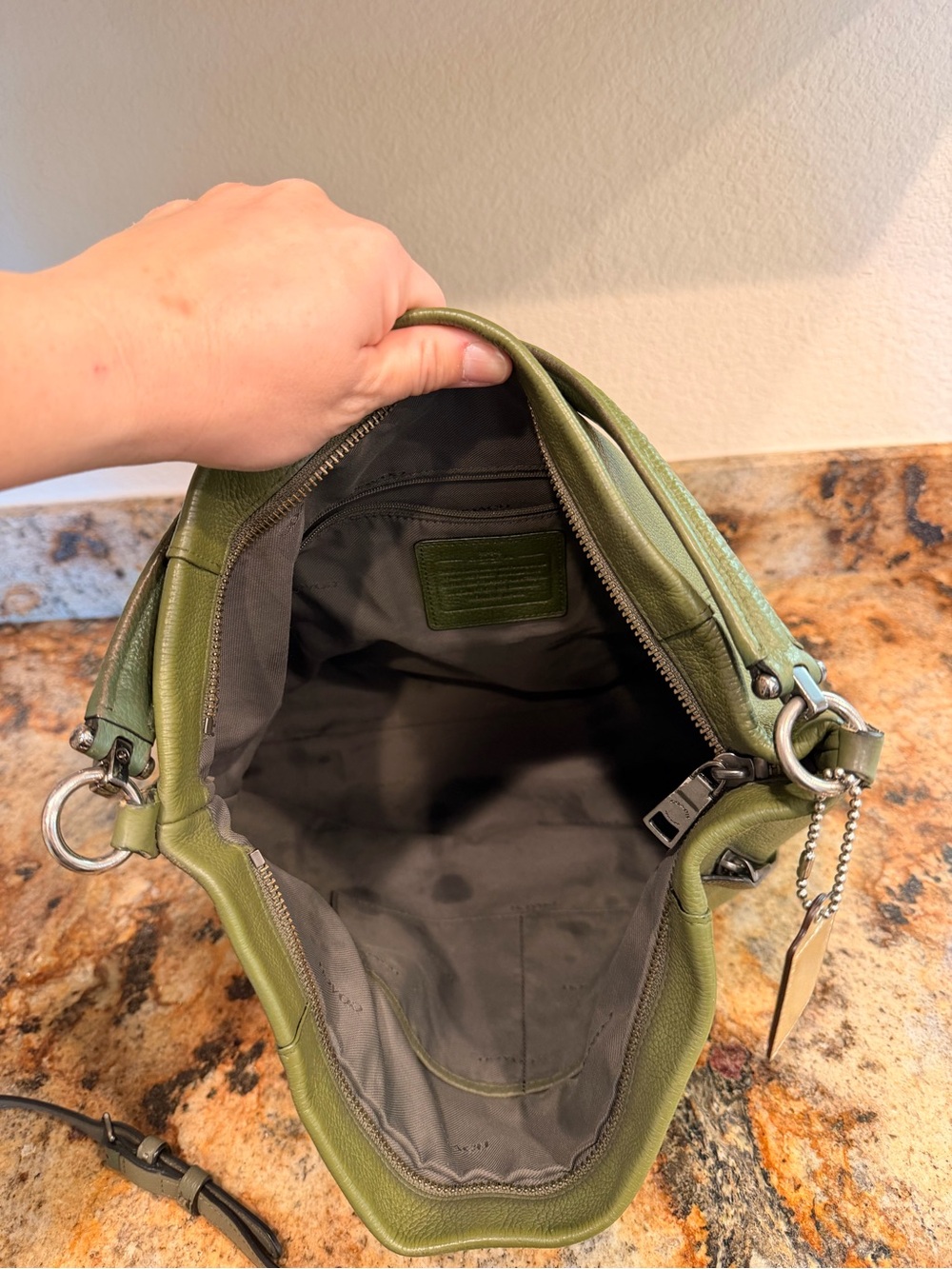 Coach Olive Green Leather Shoulder Hobo - Picture 8 of 9